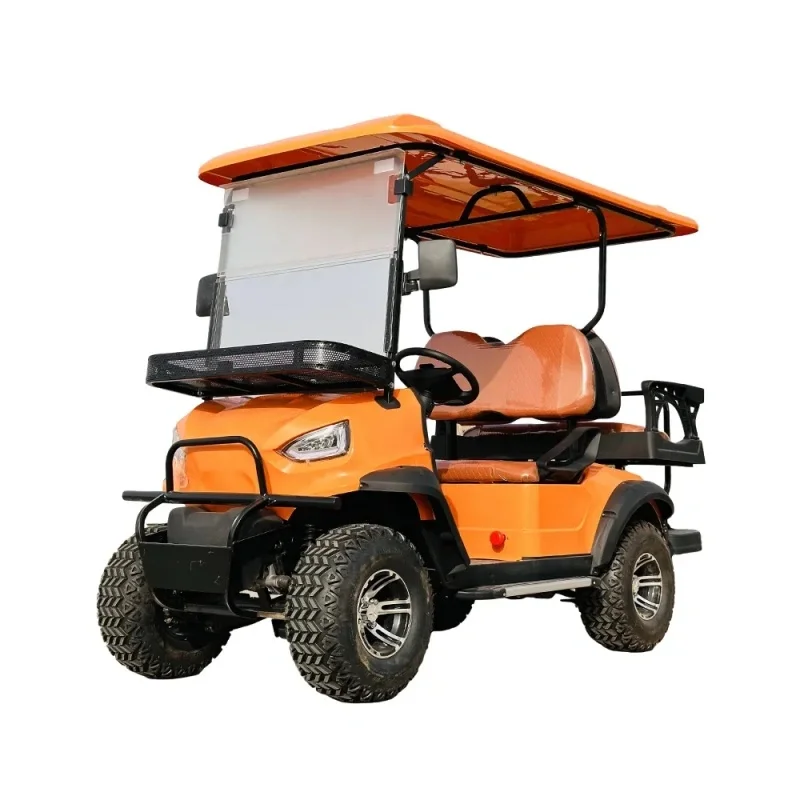 2 Rows 4 Seater Gas or Battery Powered Cart With Roof Ambient Light Farm Off Road Golf Car 60V 72V Lithium Battery