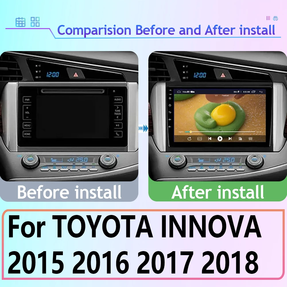 Android For TOYOTA INNOVA 2015 2016 2017 2018 LHD Navigation GPS Car Radio Multimedia Player 5G WIFI HDR QLED Screen No 2Din DVD