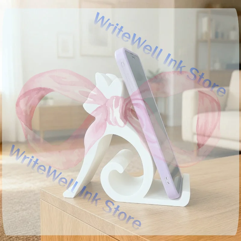 Support de téléphone imprimé en 3D, design mignon de chaton et de chien, pour tous les téléphones, tablettes, lit, bureau, voiture, décoration de bureau, 1 pièce