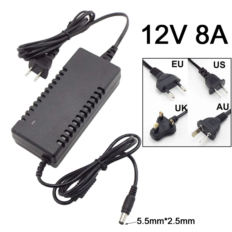 

12V 8A 8000am AC To DC Power Adapter Supply Converter Charger Switch Led Transformer Charging For CCTV Camera LED Strip Light