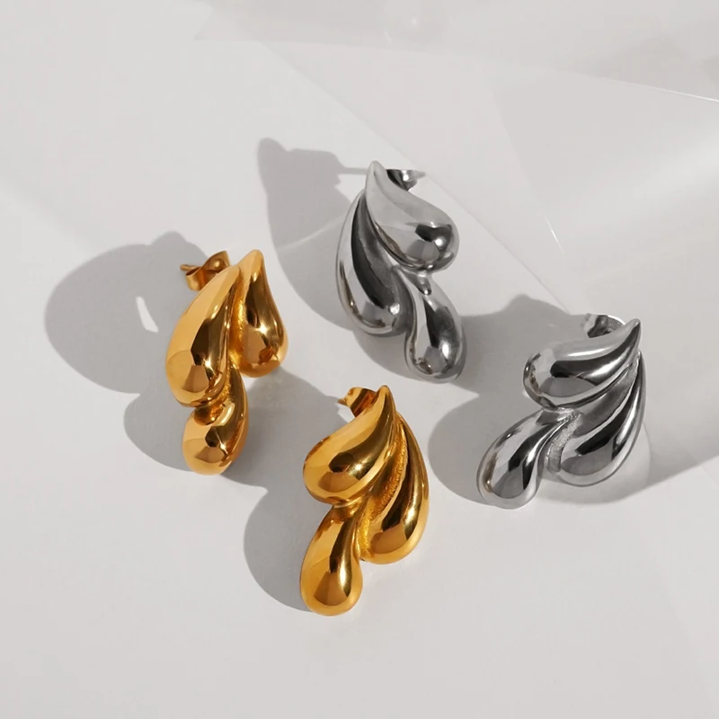 

PAPERPLUS Waterdrop Earrings for Women Stainless Steel Metal Gold Document Bergamo New Collection 2024 Fashion Jewelry
