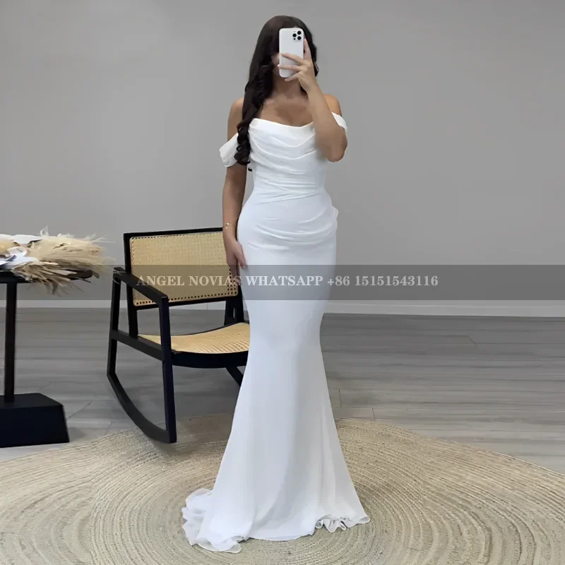 Customized Long Mermaid White Bridesmaid Dresses Off the Shoulder Evening Formal Party Birthday Celebrity vestidos de coquetel