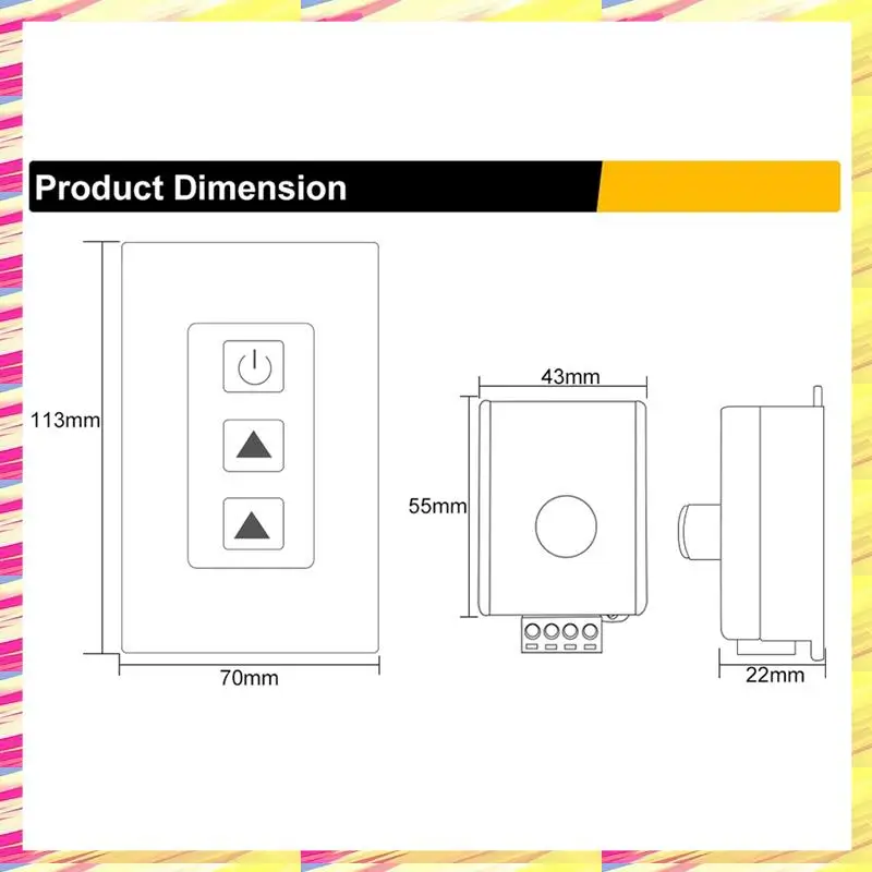 ABJJ DC12V-24V 10A Wireless LED Strip Dimmer With Touch Remote For Single Color LED Strip