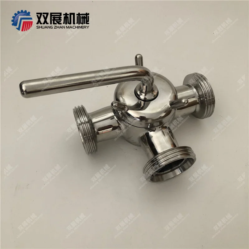 sanitary stainless steel 316L plug valve dn40 dairy T ports valve 3-Way Clamp Plug Ball Valve