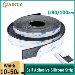 Self Adhesive Silicone Rubber Strip Anti-skid Shock Gasket Pad Damper Sealing Strip L30/100cm Thicknes 0.5/1/2/3mm