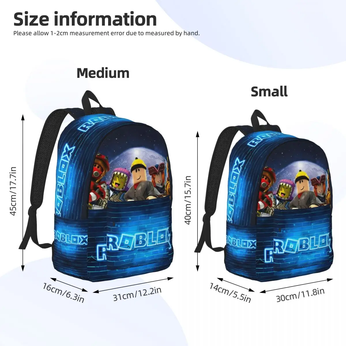 R-Robloxes Game Backpack for Men Women Teenage High School Hiking Travel Daypack Games Factory College Canvas Bags Sports