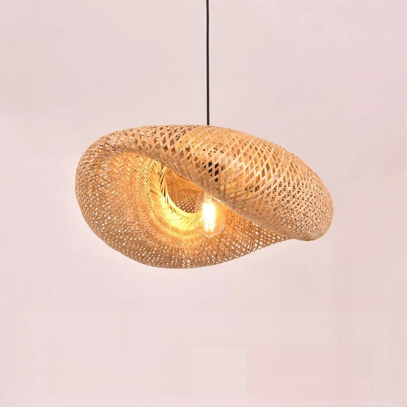 Luces de diseño de bambú moderno, luces colgantes para restaurante, Hotel, candelabro artístico de ratán, diodo emisor de luz, candelabro de bambú
