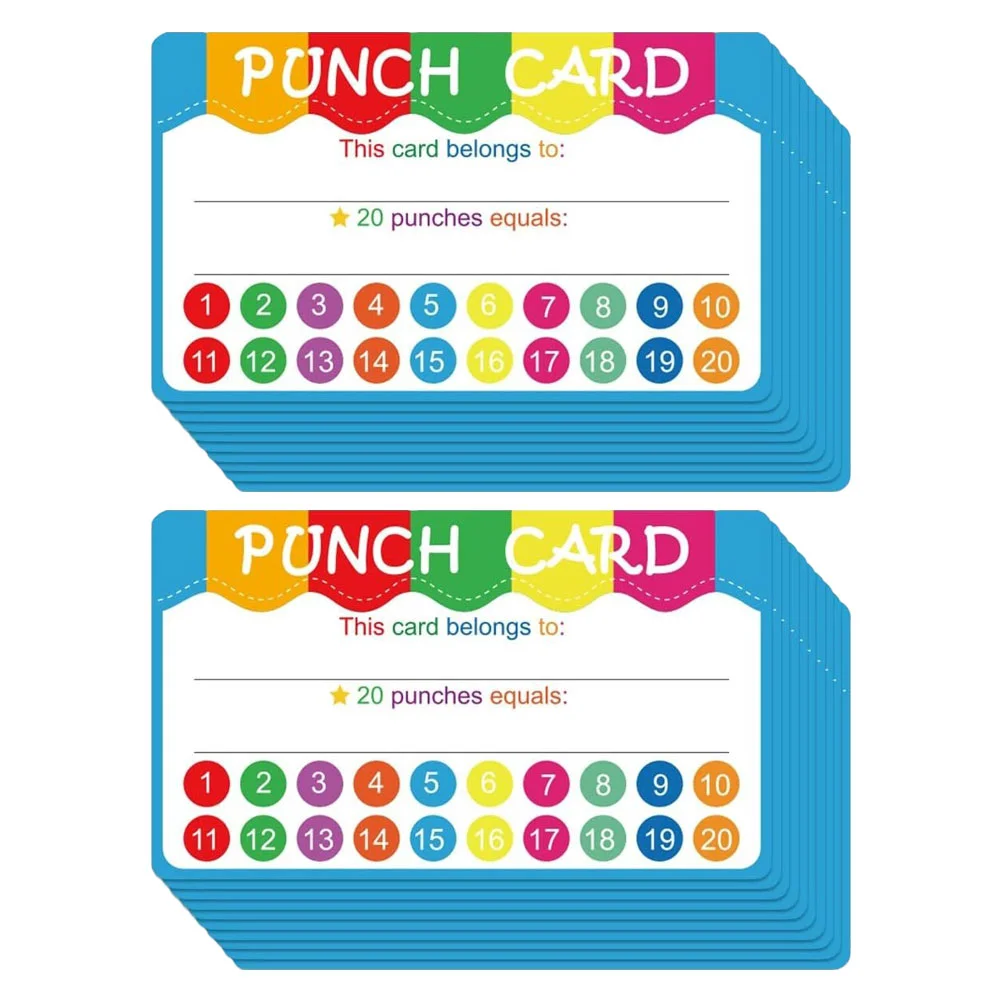 50 Pcs Business Cartoon Rewards Punch Cards Student Incentive Award 800X500X010CM Paper Multifunctional