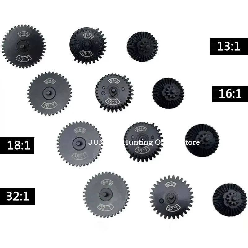 SHS CNC Steel High Speed & Torque Gear Set for Ver.2/3 AEG Airsoft Gearbox SR25 R85 7# 12:1 13:1 16:1 18:1 32:1 100:200 100:300