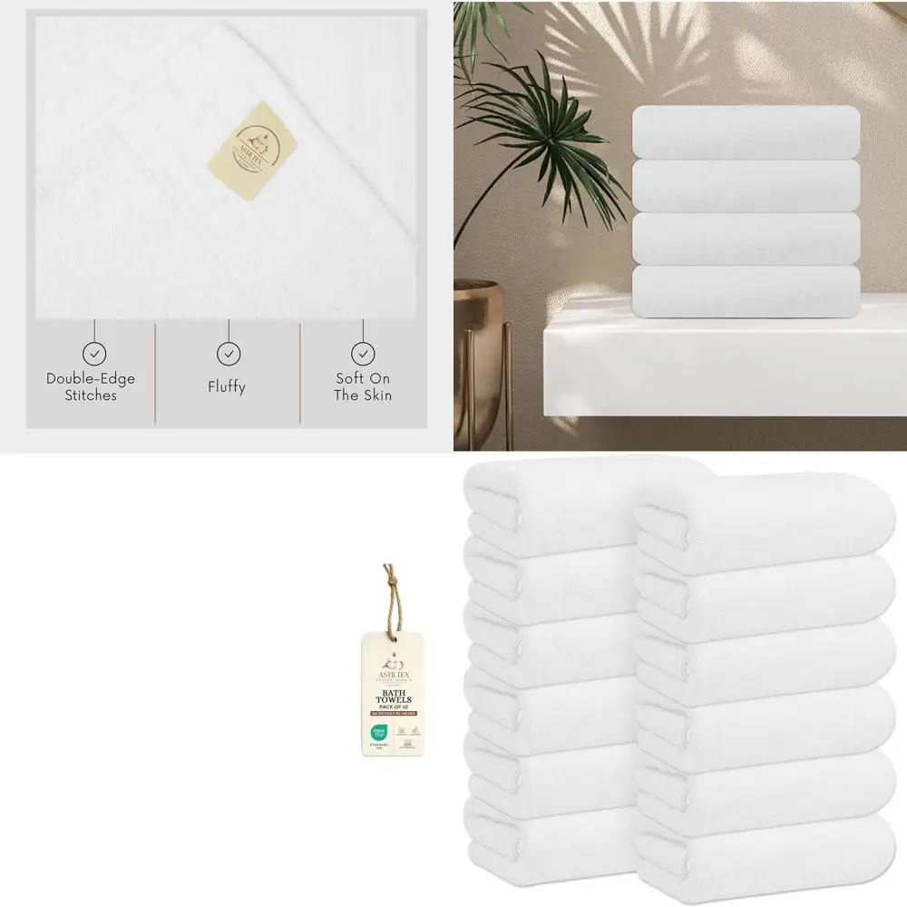 

Набор из 12 премиальных хлопковых банных полотенец - 24 x 50 дюймов - быстросохнущие, мягкие и впитывающие - идеально подходят для дома, спортзала, спа и ежедневного использования.