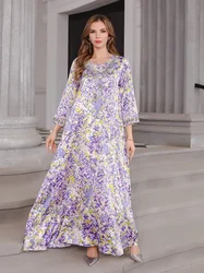 Eid Muslim Women Party Dresses Abaya Jalabiya Diamond Ramadan Morocco Dubai Abayas Kaftan Islam Vestidos Arab Printing Robe 2024