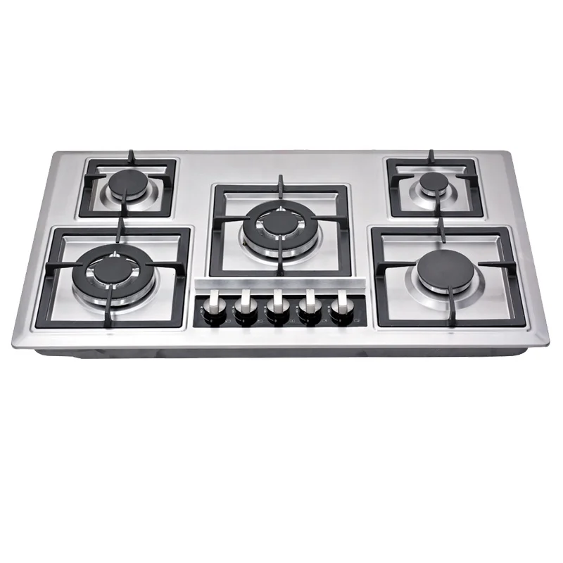 Home Kitchen Built-in Gas Hob Cooper Burner Gas Hob Stainless Steel Panel Gas Cooker