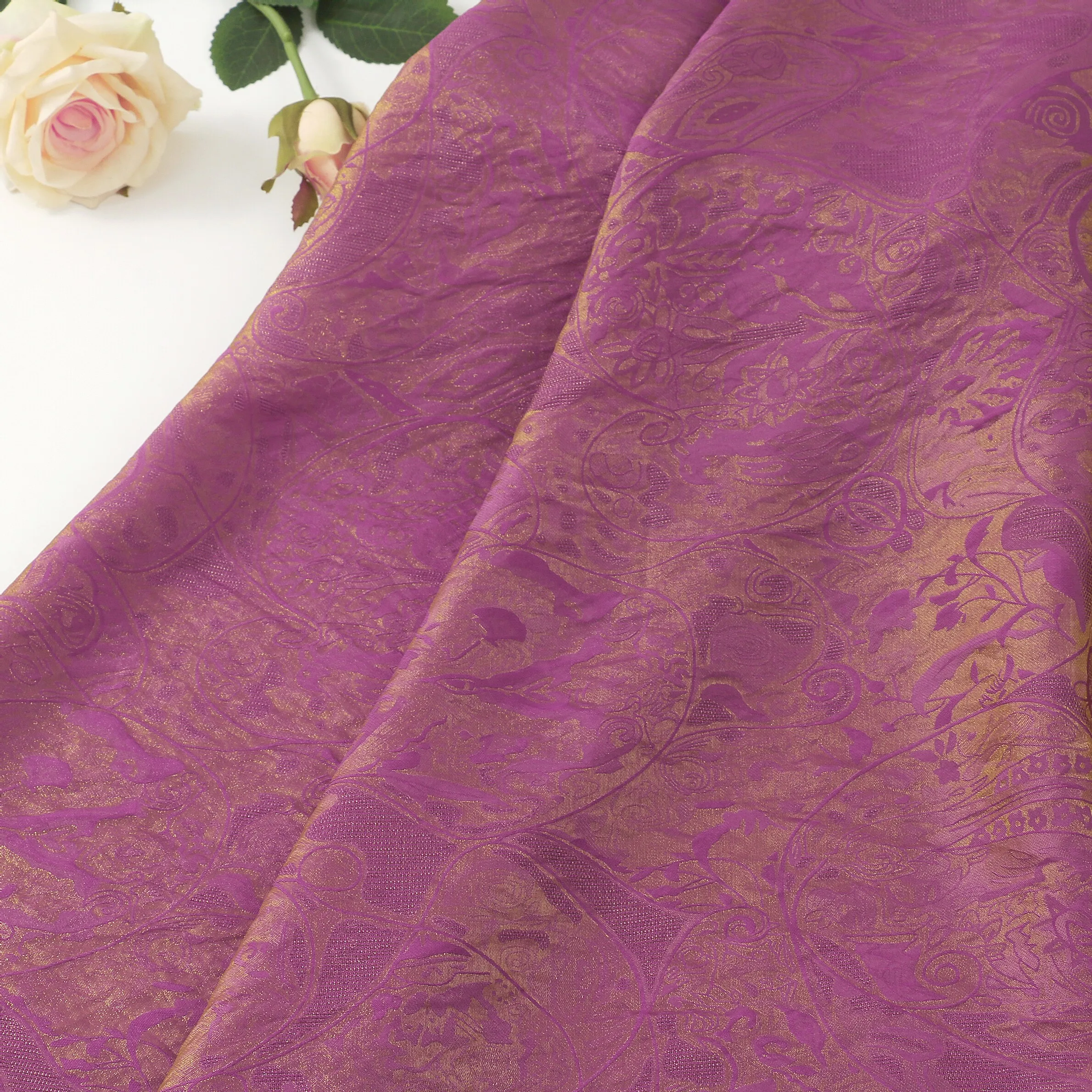 L100cm X W150cm Light Pink Rayon Lustrous Brocade Jacquard Fabric Spring Summer Qipao Curtain Tablecloth DIY Home Craft Material