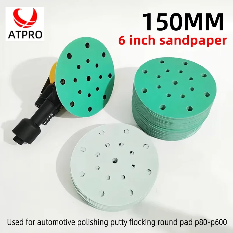 ATPRO 6-inch Round Sandpaper 150MM Polishing Abrasive For Automotive Polishing Putty Flocking Round Pad P80-p600 Carabiner Sand