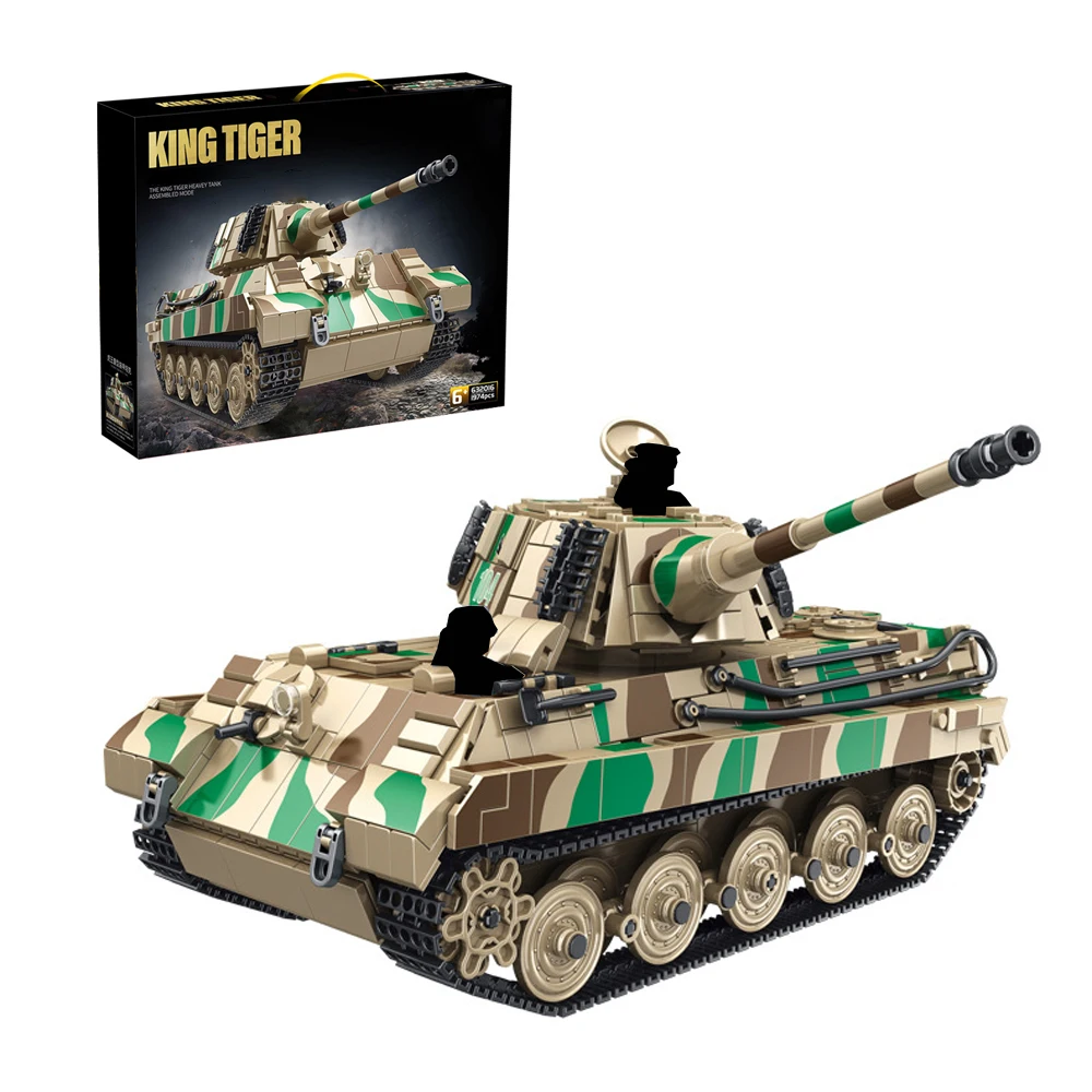 Military Expert MOC Panlos 632015 King Tiger Heavy Tank WW2 Tank Model 1974PCS Building Blocks Brick Puzzle Toys Gift