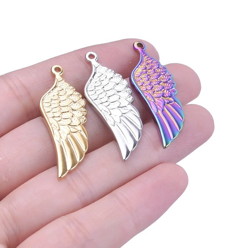 3pcs Angel Wings Charm Pendants Eagle Wing Stainless Steel Charms For Jewelry Making Supplies DIY Accessories Necklace Component