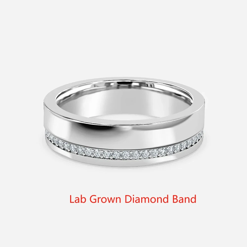 

6MM Width Men Engagement Band 0.40 Ctw Lab Grown Round Cut HPHT Diamond DEF VS-VVS Solid 950 Platinum