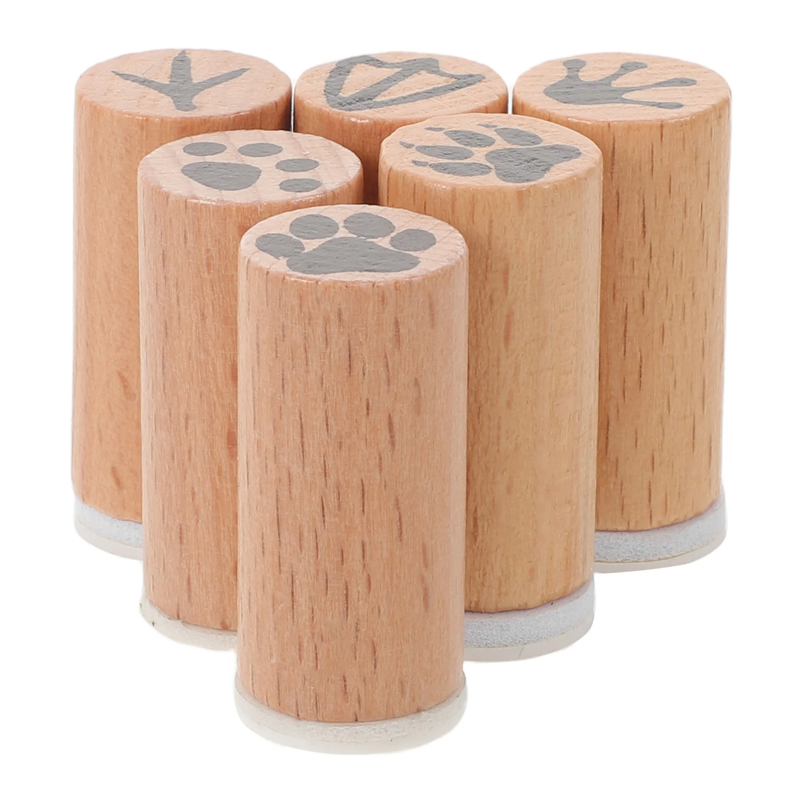 

6Pcs Zoo Animal Footprint Stamps Natural Wood Stamp Set for Crafting Scrapbooking Cards Teachers Classroom Projects Wild Life