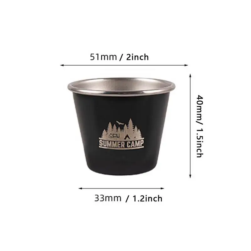 4PCS Outdoor Cup Set 50ML 304 Stainless Steel Camping Hiking Picnic Water Tea Beer Coffee Milk BBQ small Mug Glass Portable