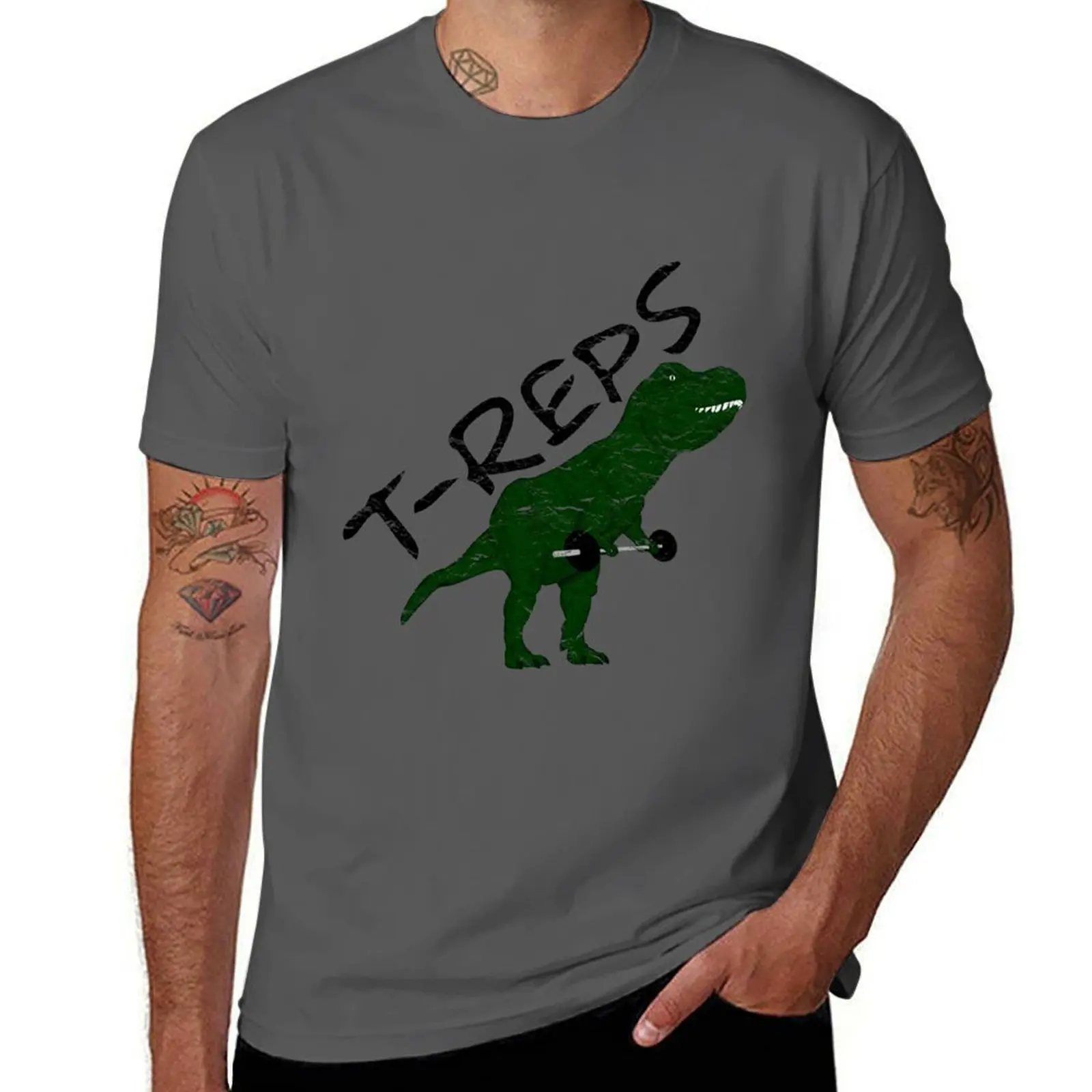 

T-Reps The Weightlifting Tyrannosaurus Rex Funny Gym/Fitness T-Shirt cotton tshirt 100% cotton t shirt pack T-Shirt