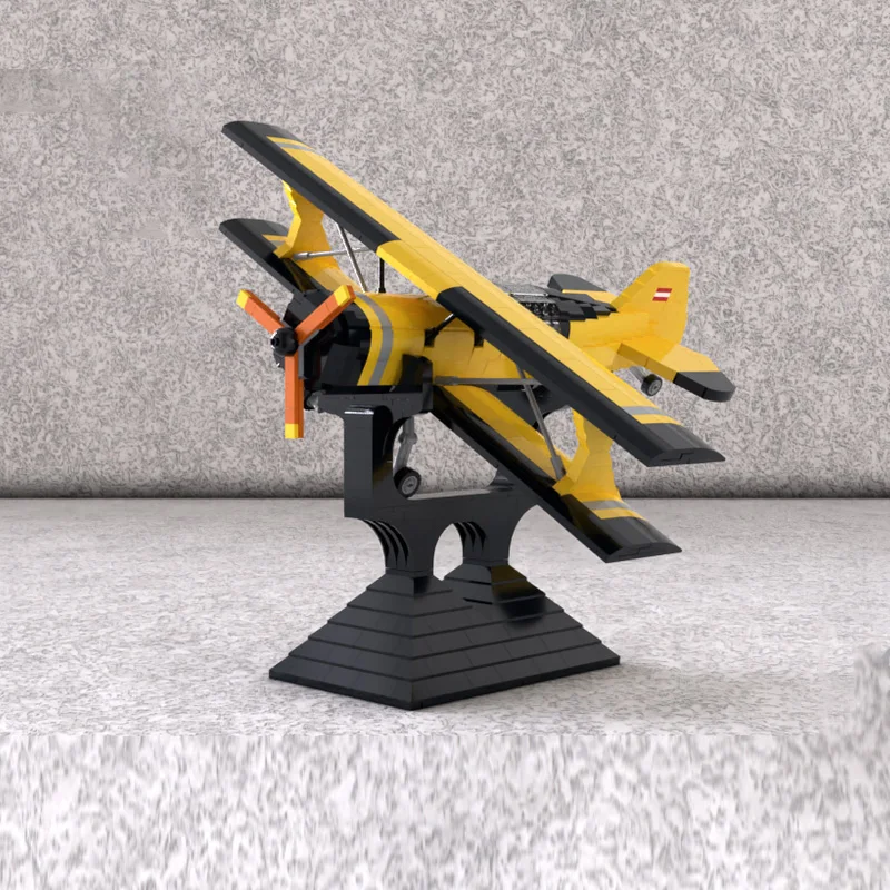 Pitts Model 12 Biplane Model MOC Building Bricks War Equipment Modular Technology Gifts Holiday Assemble Children Toys Suit