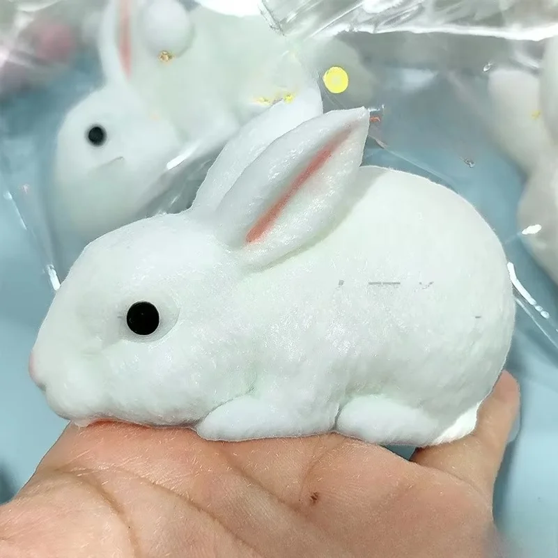 1PC White Rabbit Wet-Soft Resin Slow-Rebound Squishy Toy, Soft Anti-Burst Durable BPA-Free Odorless Non-Sticky Easy-Clean