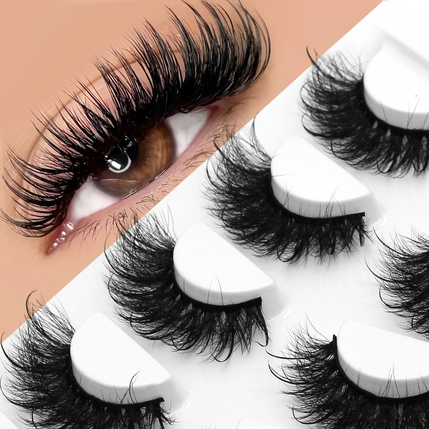 Lasvirey Ciglia soffici Ciglia spesse per occhi di gatto 8D Ciglia soffici volume Drammatico Spessore Soffici Ciglia a striscia completa Estensione Trucco
