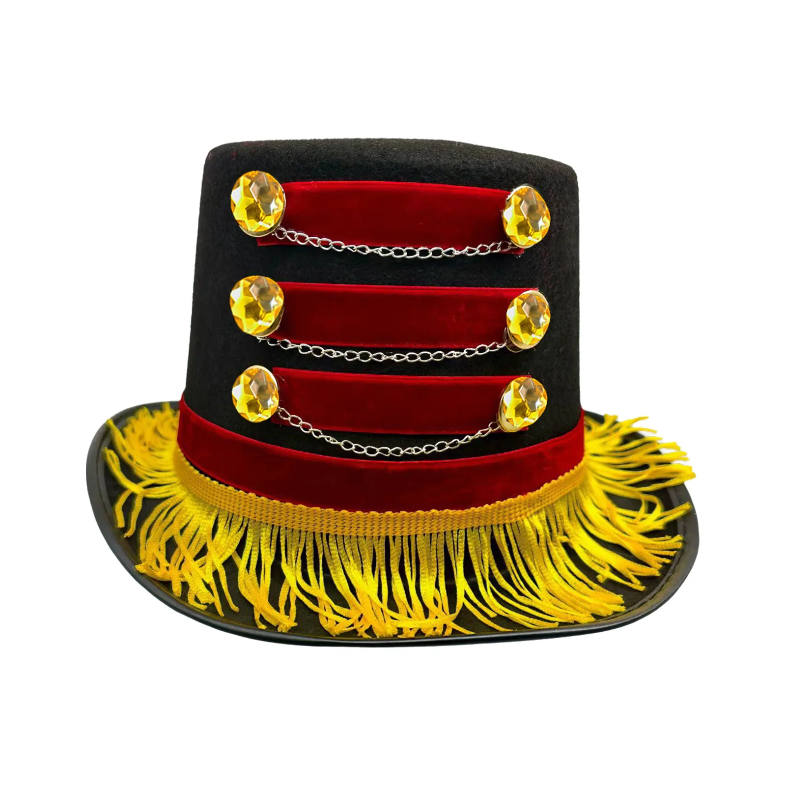 Kid Halloween Ringmaster Top Hat Drum Trumpet Team Tassel Caps for Drummer Performance Circus Ringmaster Costume Accessory