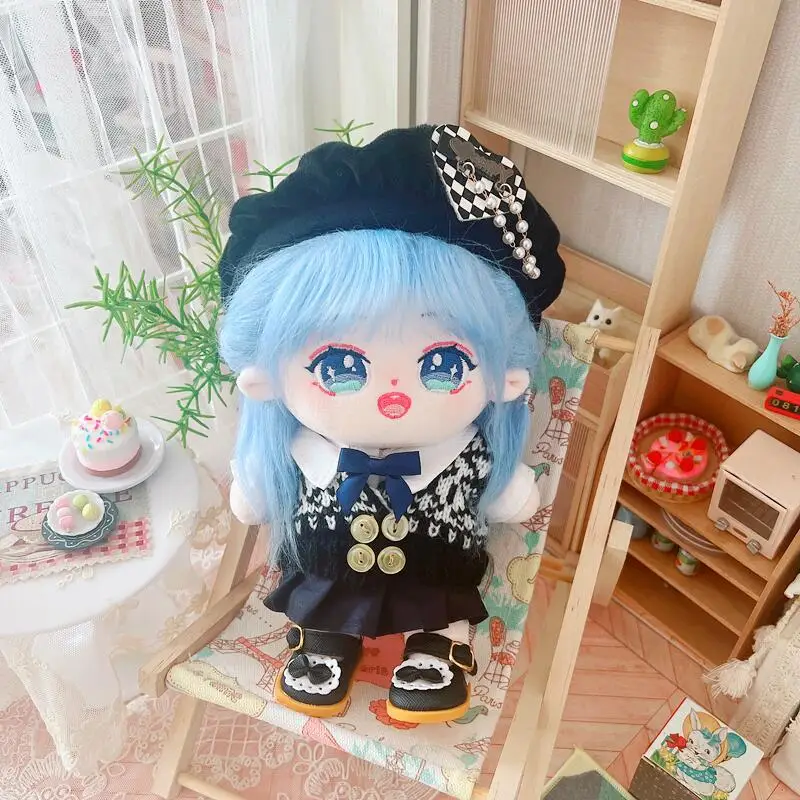 Doll Clothes for 20cm Idol Dolls Accessories Plush Doll's Clothing Sweater Beret hat shoes Stuffed Toy Dolls Outfit for Korea