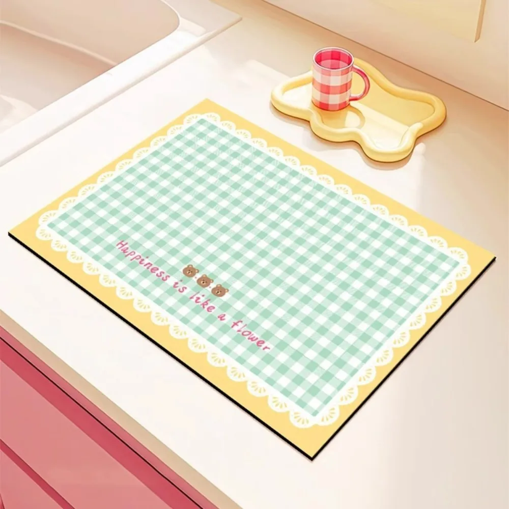VIKAMA Diatomite Kitchen Drain Mat, Quick-Dry Absorbent Non-Slip Desk Mat, Heat Resistant Cup Coaster Home Decor