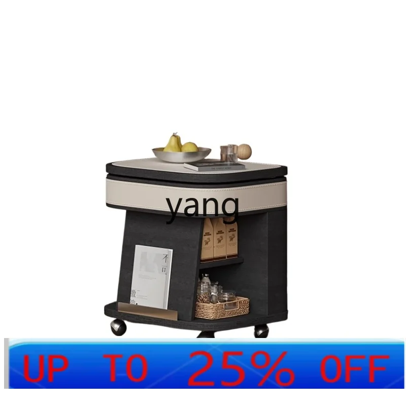 

LMM living room smoked wood grain mobile coffee table creative can lift accompanying cart sofa side table