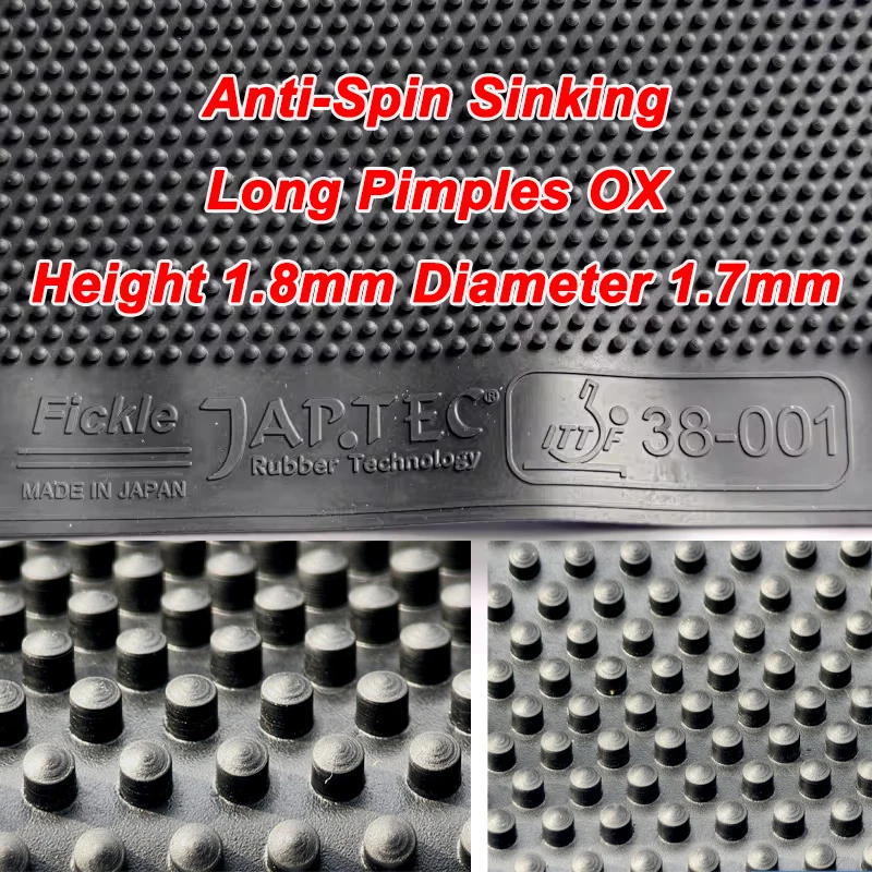 

Накладка для настольного тенниса FICKLE Anti-Spin Sinking, длинные шипы OX, высота 1.8мм, диаметр 1.7мм, низкий отскок, ITTF