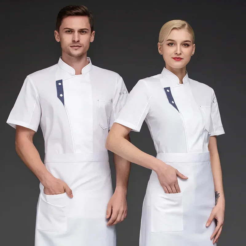 半袖ケータリングシェフジャケットシェフ制服男性女性キッチンレストラン制服シャツ夏のクックコートキッチン作業服