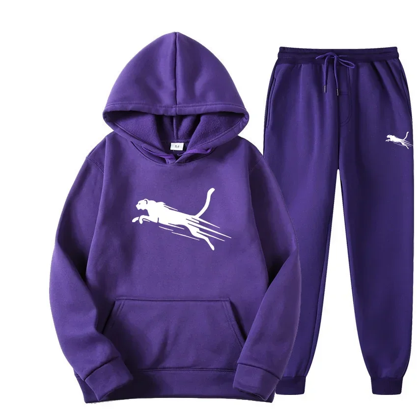 New trendy autumn-winter men's hooded sweatshirt set, outdoor fashionable and comfortable style