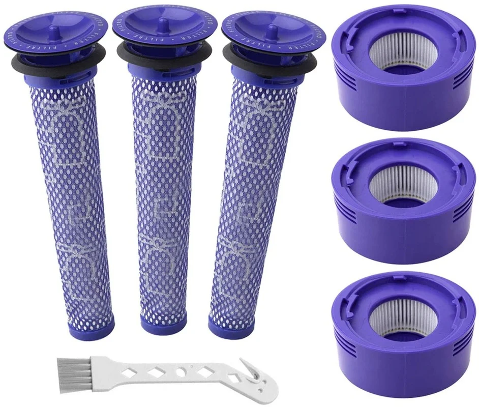 Pack Vacuum Filter Replacement Kit for Dyson V7, V8 Animal and V8 Absolute Cordless Vacuum 3 Post Filter /3 Pre Filter