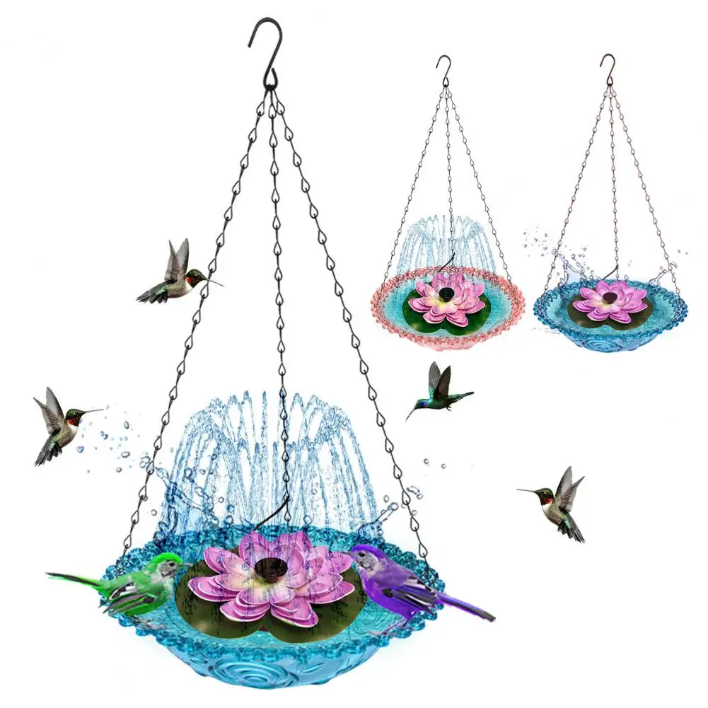 Prevent Mosquitoes Bird Bath Attract Birds with Mist Lotus Shape Solar Powered Hanging Bird Bath with for Feeding for Birds