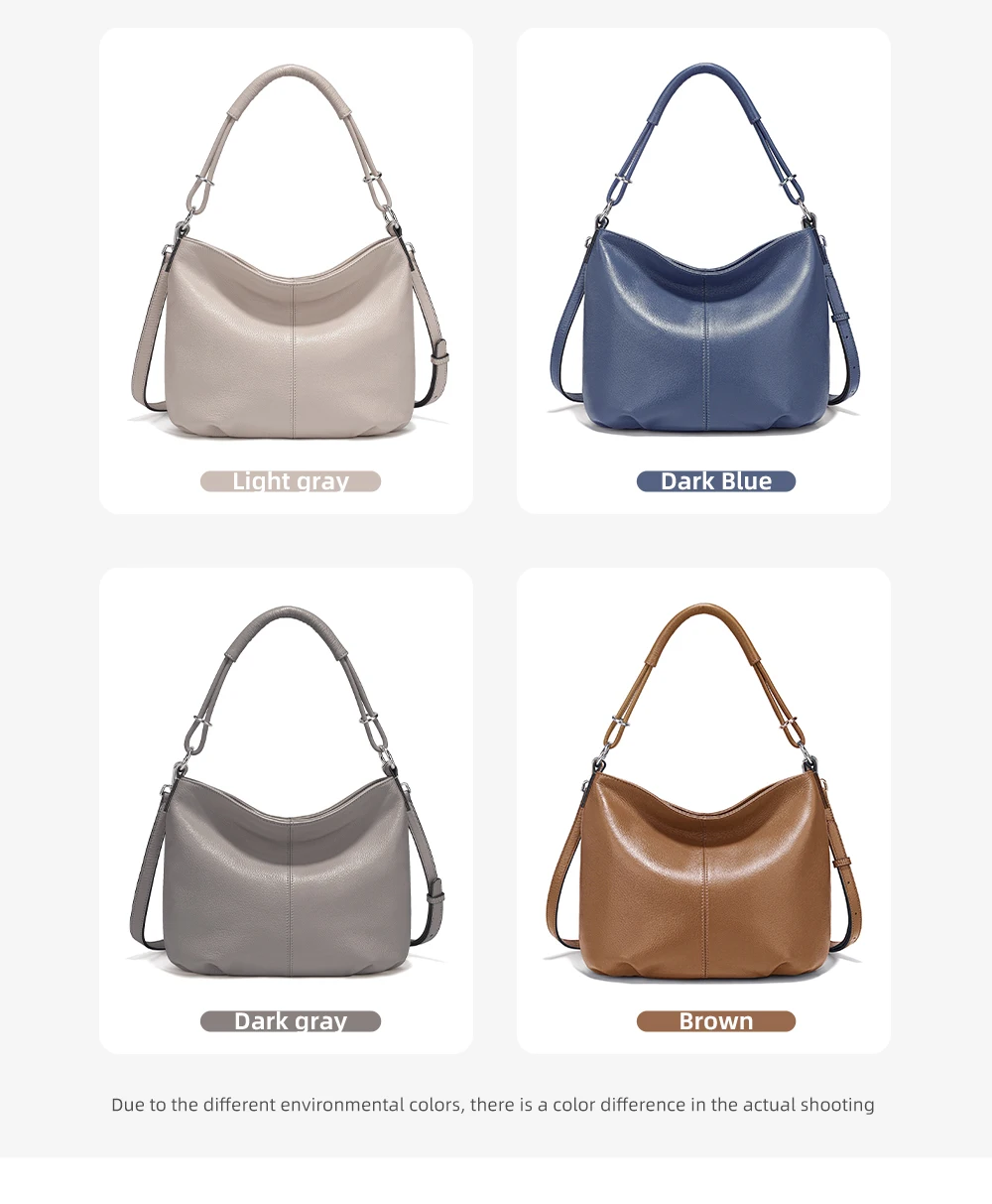Zency Damen-Umhängetasche aus weichem Rindsleder, modische Lederhandtasche, Umhängetasche, Schulranzen für den Pendelverkehr, bezaubernde Hobos – Detail 13