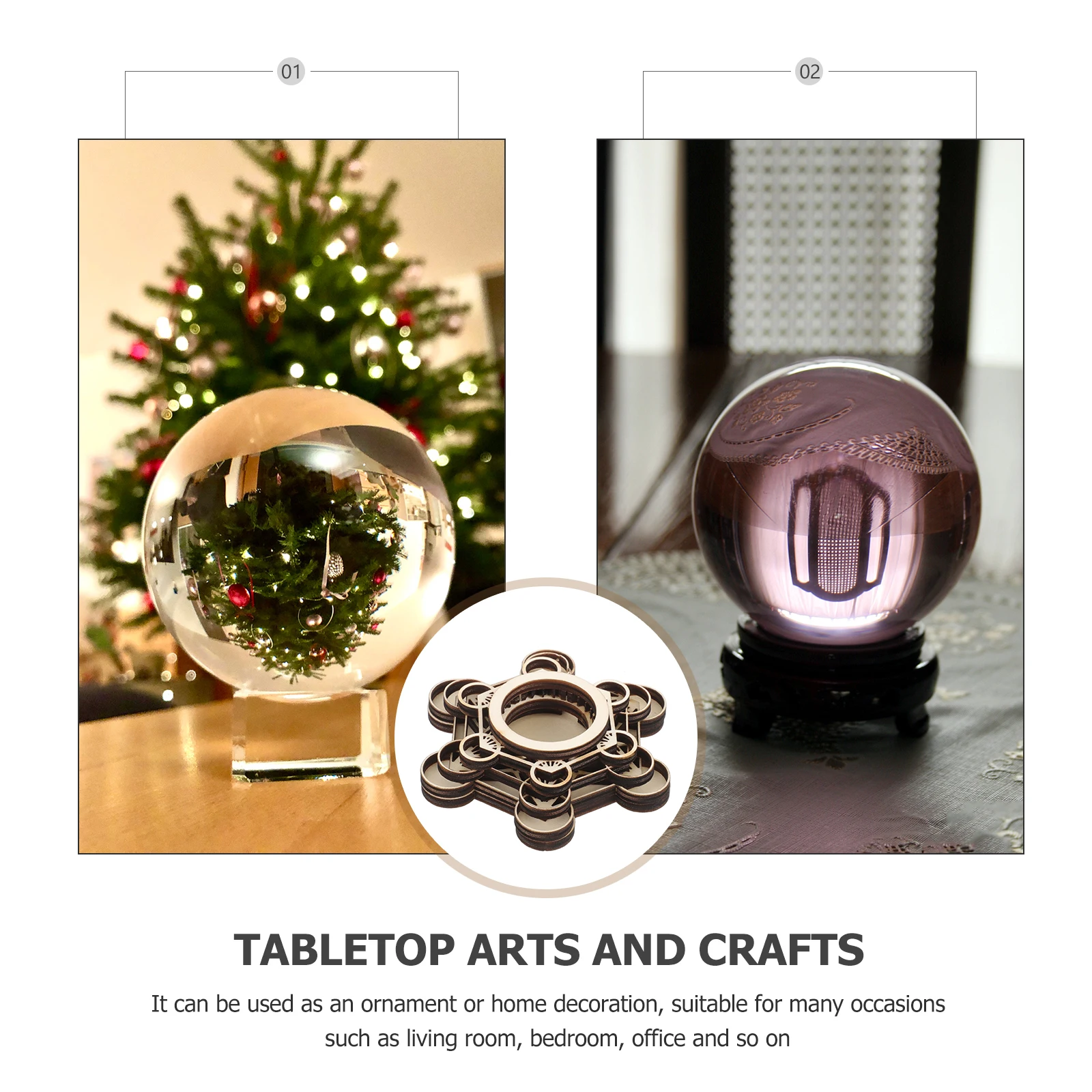 

Crystal Ball Base Wooden Sphere Display Holder Creative Decorative St for Home Office Desk Craft Gift Idea