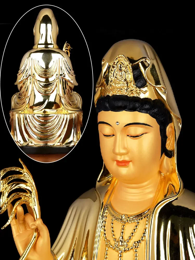 Taiwan Province gilded pure copper gilded Guanyin Buddha statue is dedicated to Guanyin Buddha statue for home use.