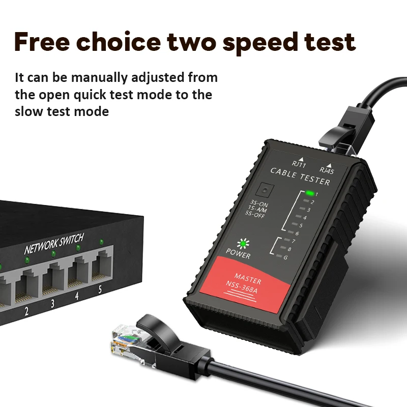 

Тестер сетевых кабелей RJ45, тестер сетевых проводов CAT5E CAT6 CAT7, с питанием от батареи, 8P8C 6P8C, передатчик-приемник, тестер LAN