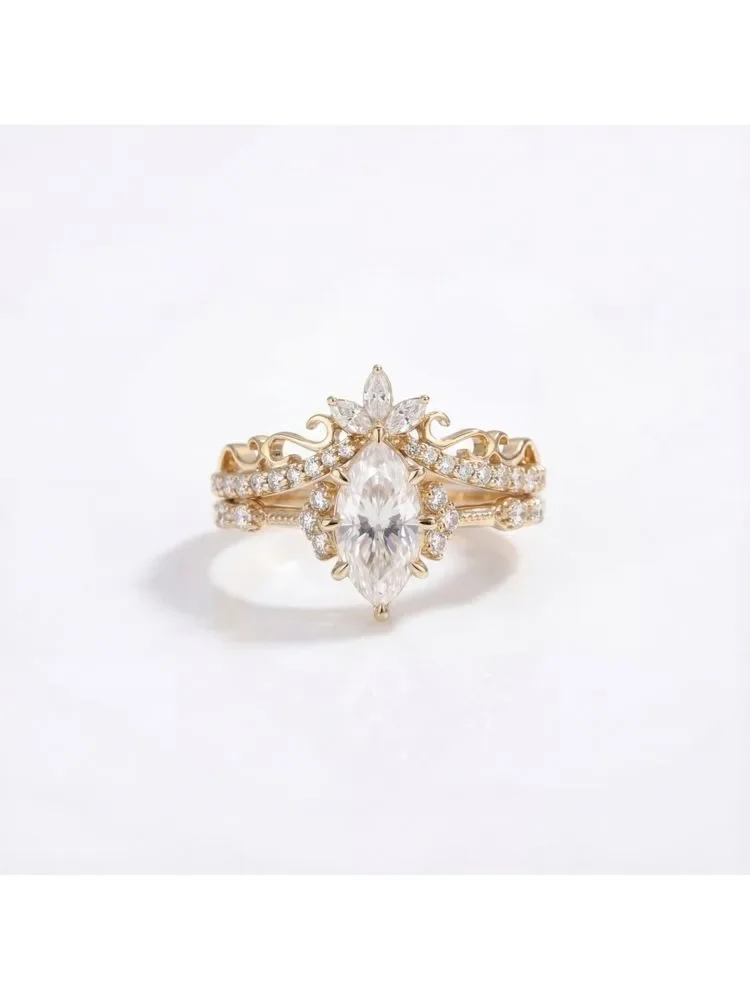925 Sterling Silber Prächtiger Marquise-Muster Zirkon-Ring-Set für Damen Verlobung Hochzeit Luxus Hochwertiger Edel-Schmuck – Detail 5