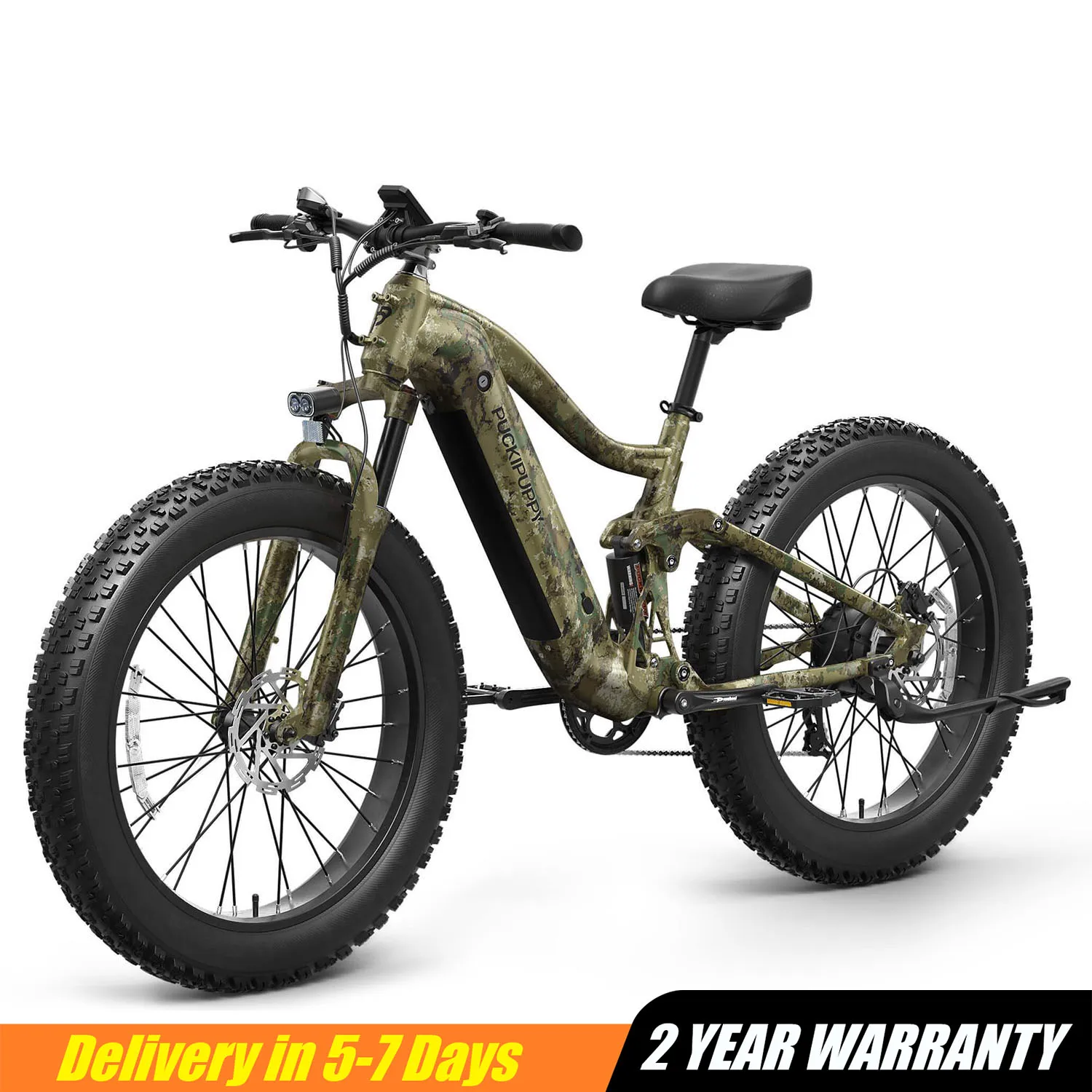 

PUCKIPUPPY Электрический велосипед-боксер для взрослых, 960 Вт, 48 В, 20 Ач, полная подвеска, 26 дюймов, электронный велосипед с толстыми шинами, горный электрический велосипед