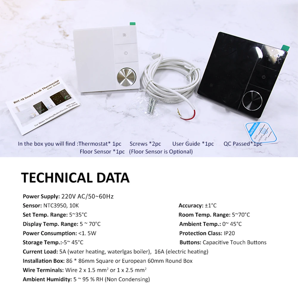Pengatur suhu AC cerdas WIFI, termostat untuk pemanas pendingin dapat diprogram katup termostatik Google Home Alex