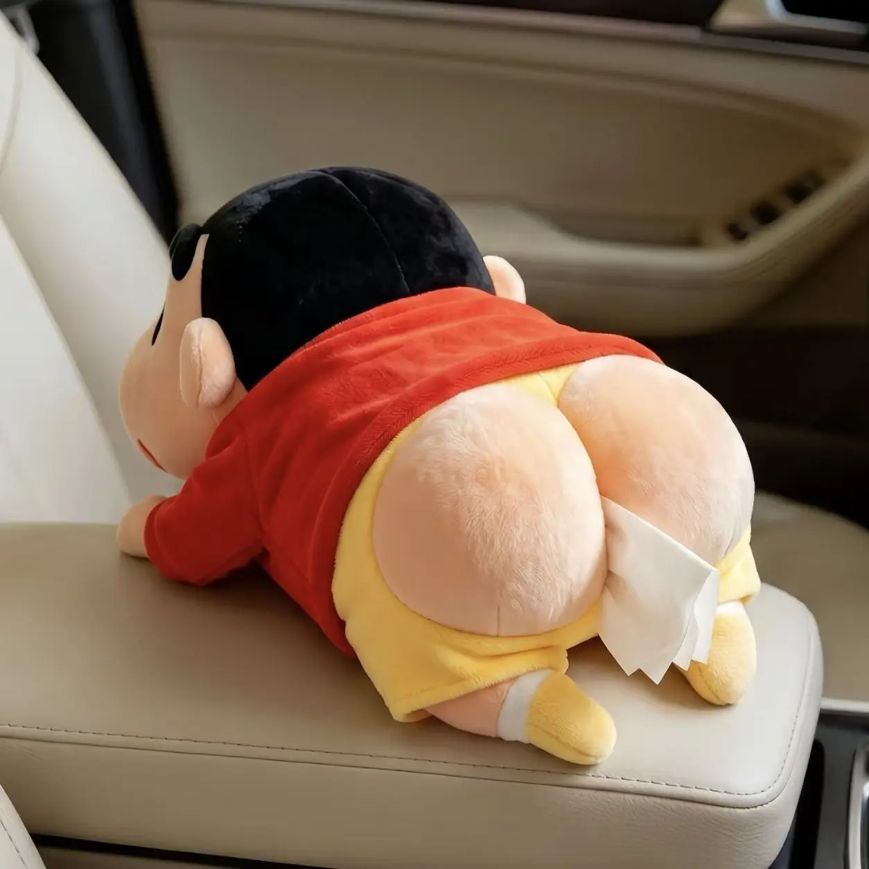 2026 New Cute Lying Down Crayon Shin Chan Figurine Tissue Box Car Decor Pendant Collectible Figure For Home And Vehicle