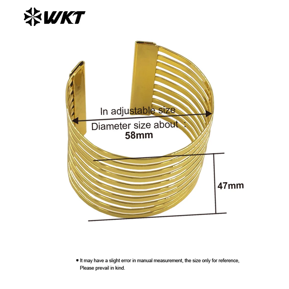 WT-JF360 Wholesale Multi Layers Yellow Brass Cuff Bangle Adjustable Size For Women Party Vintage Jewelry Gift Gold Plated