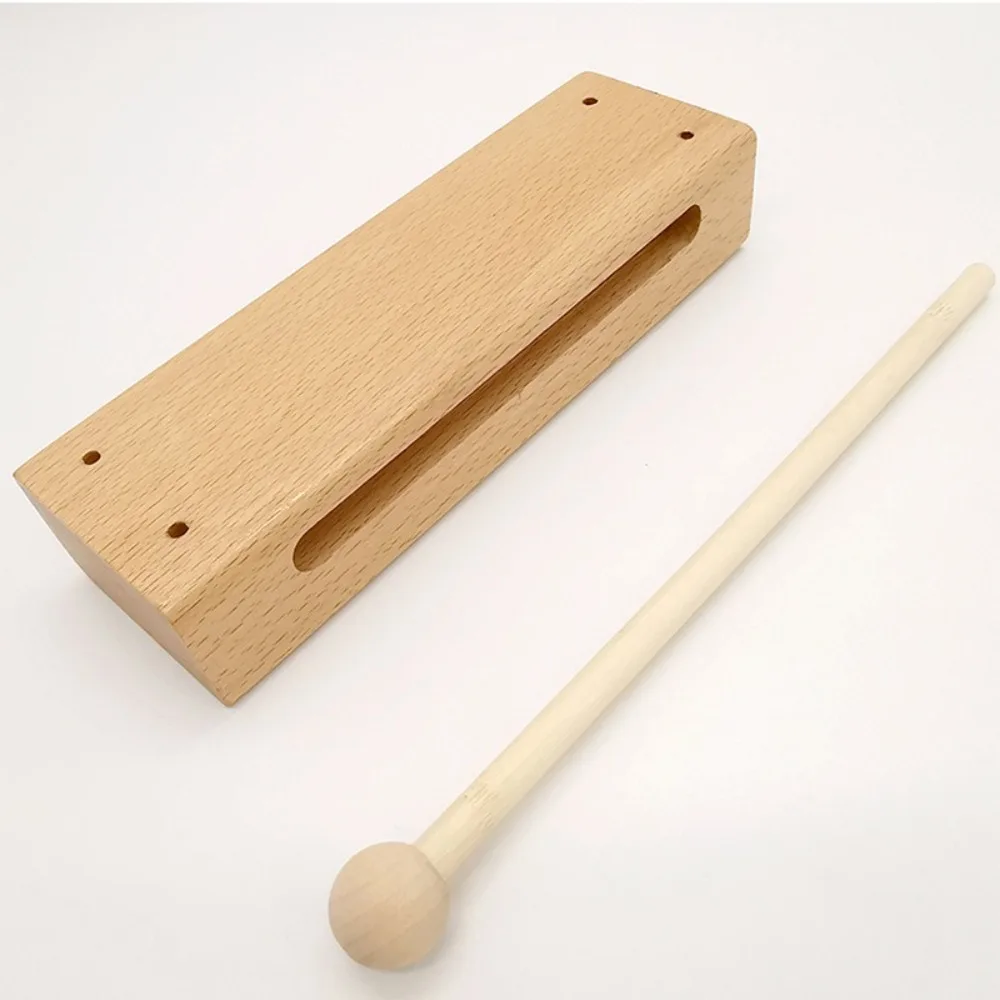 

Square Kids Percussion Instruments Wood Beaters Handheld Beaters Sticks with Mallets Double Tone Musical Rhythm Block