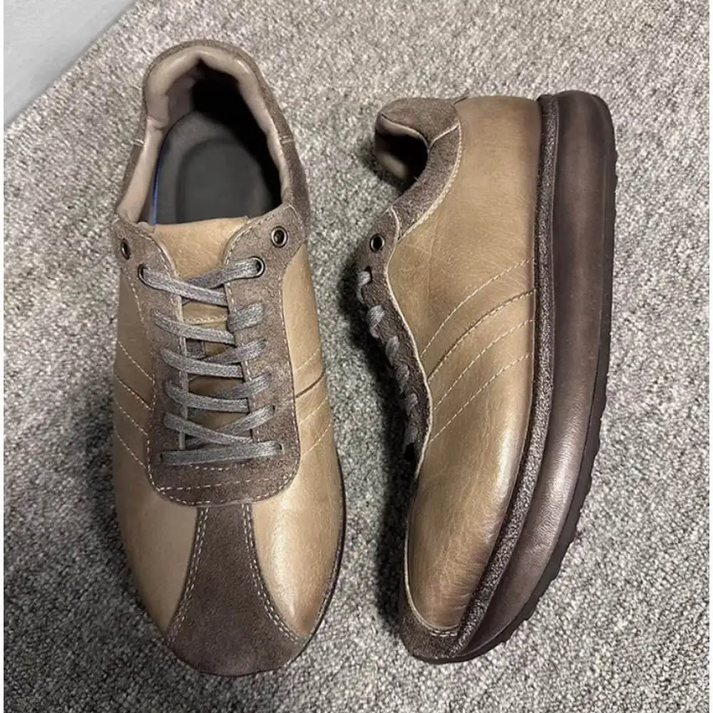 Handcrafted Taupe Leather Suede Sneaker – Premium Comfort, Classic Style for Gentlemen
