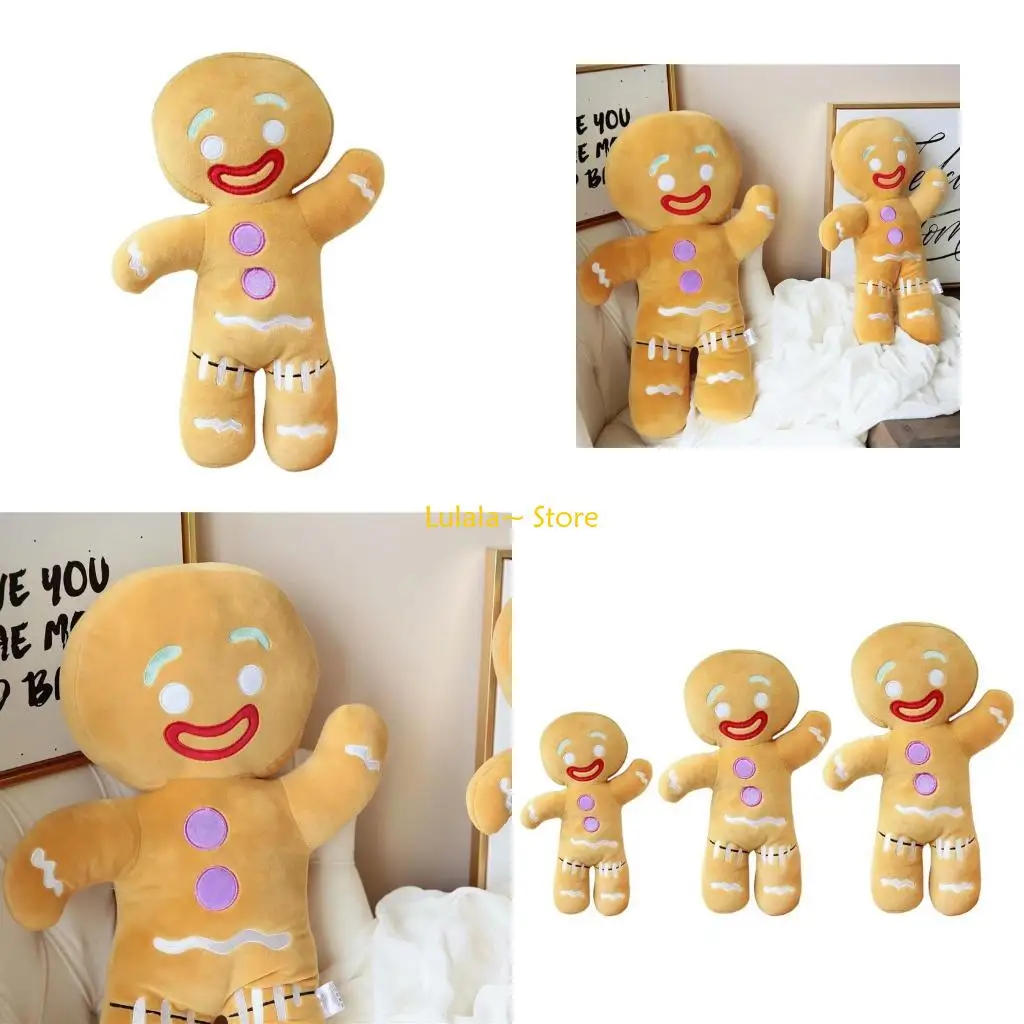 Y4QA Gingerbread Man Plush Biscuits Man Bighead Stuffed Plush Cartoon