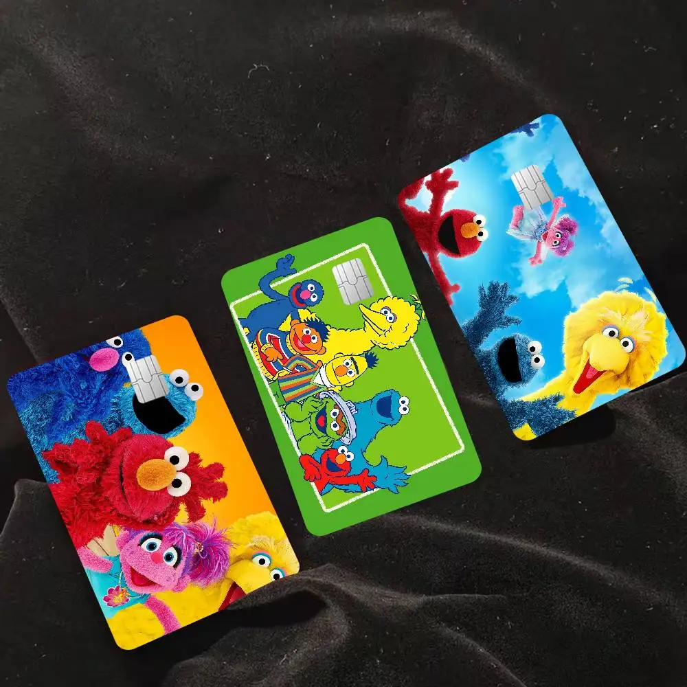 S-Sesame Street TV Cute Cartoon Game Film Cover Sticker Case For Small Chip Credit Debit Card Front Side