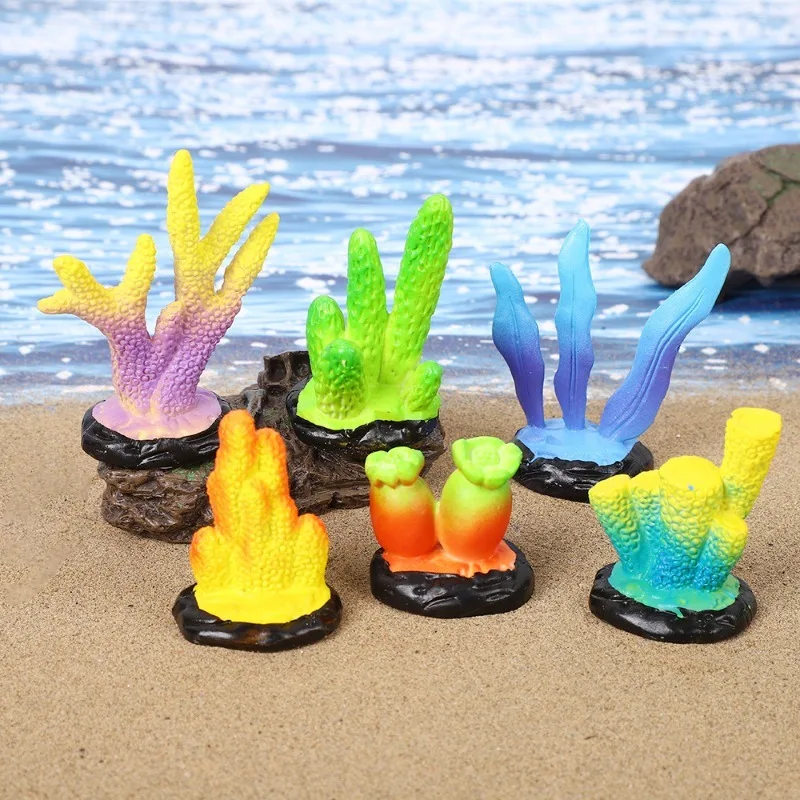 

10pcs Fashion Creative Mini Resin Simulated Coral Fish Tank Aquarium Plant Ocean Series Decoration DIY Ornament Underwater Lands